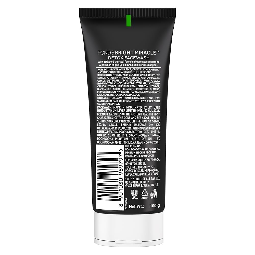 POND’S PURE DETOX, FACEWASH,FOR FRESH, GLOWING SKIN, WITH ACTIVATED CHARCOAL 100GM