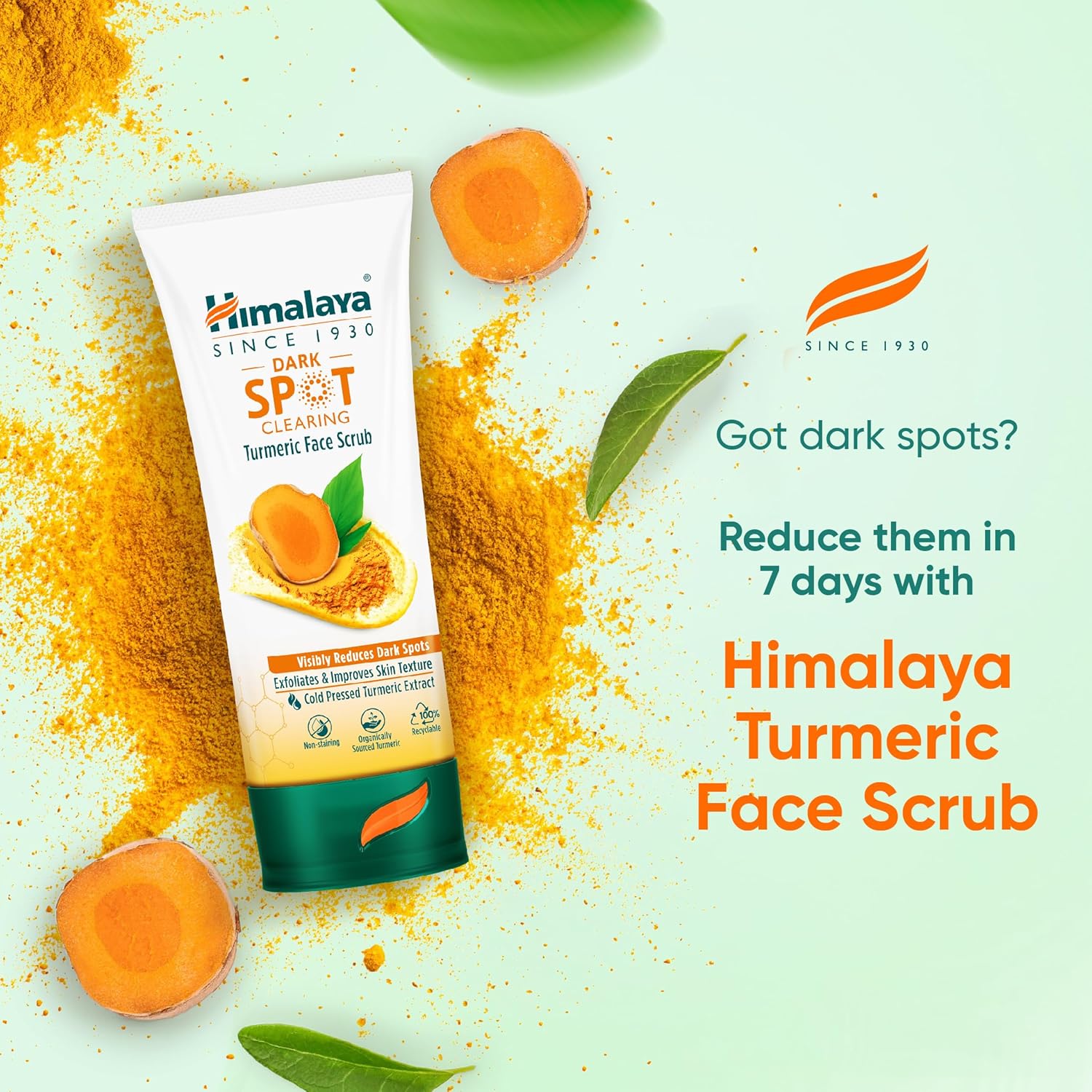 HIMALAYA DARK SPOT CLEARING TURMERIC FACE SCRUB ORGANICALLY SOURCED TURMERIC 100ML