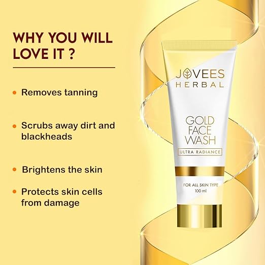 JOVEES HERBAL ULTRA RADIANCE GOLD FACE WASH GIVES CLEAR, NOURISHED & HYDRATED SKIN, 100ML