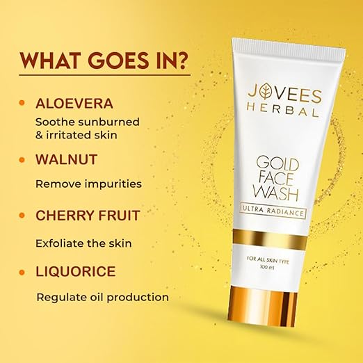 JOVEES HERBAL ULTRA RADIANCE GOLD FACE WASH GIVES CLEAR, NOURISHED & HYDRATED SKIN, 100ML