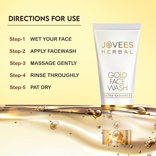 JOVEES HERBAL ULTRA RADIANCE GOLD FACE WASH GIVES CLEAR, NOURISHED & HYDRATED SKIN, 100ML