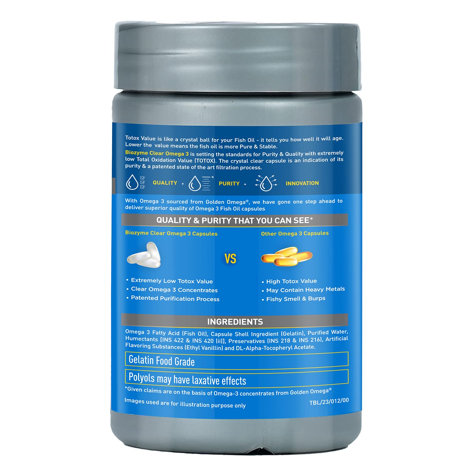 MUSCLEBLAZE BIOZYME CLEAR OMEGA 3 FISH OIL 1250 MG 60CAPSULES