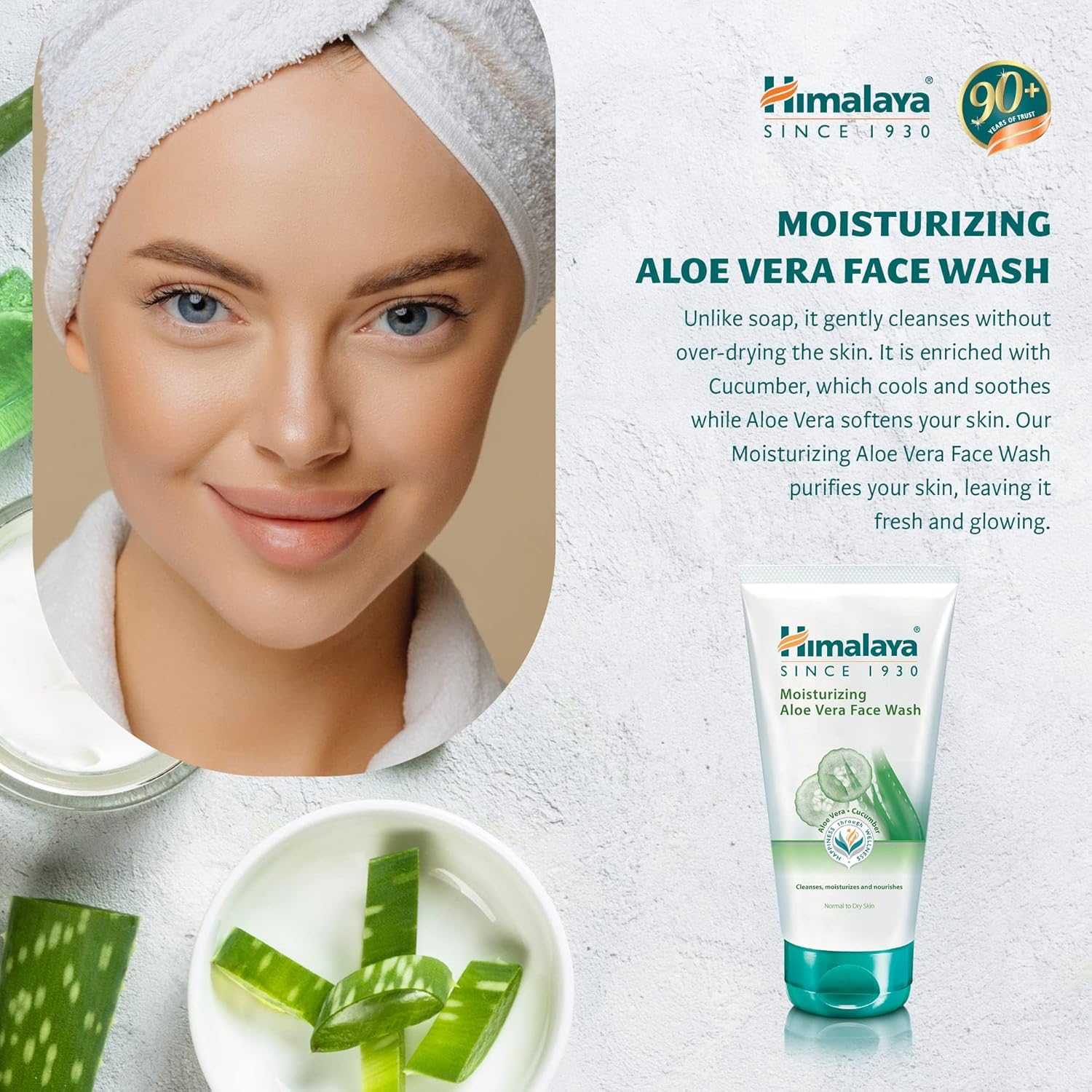 HIMALAYA HERBALS MOISTURIZING ALOE VERA FACE WASH,100ML