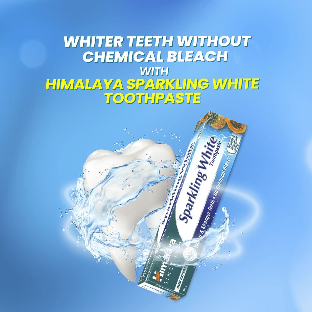 HIMALAYA SPARKLING WHITE TOOTHPASTE | FOR WHITER & STRONGER TEETH 80GM