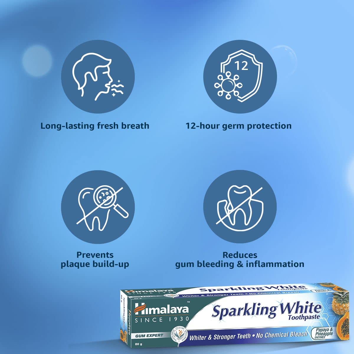 HIMALAYA SPARKLING WHITE TOOTHPASTE | FOR WHITER & STRONGER TEETH 80GM