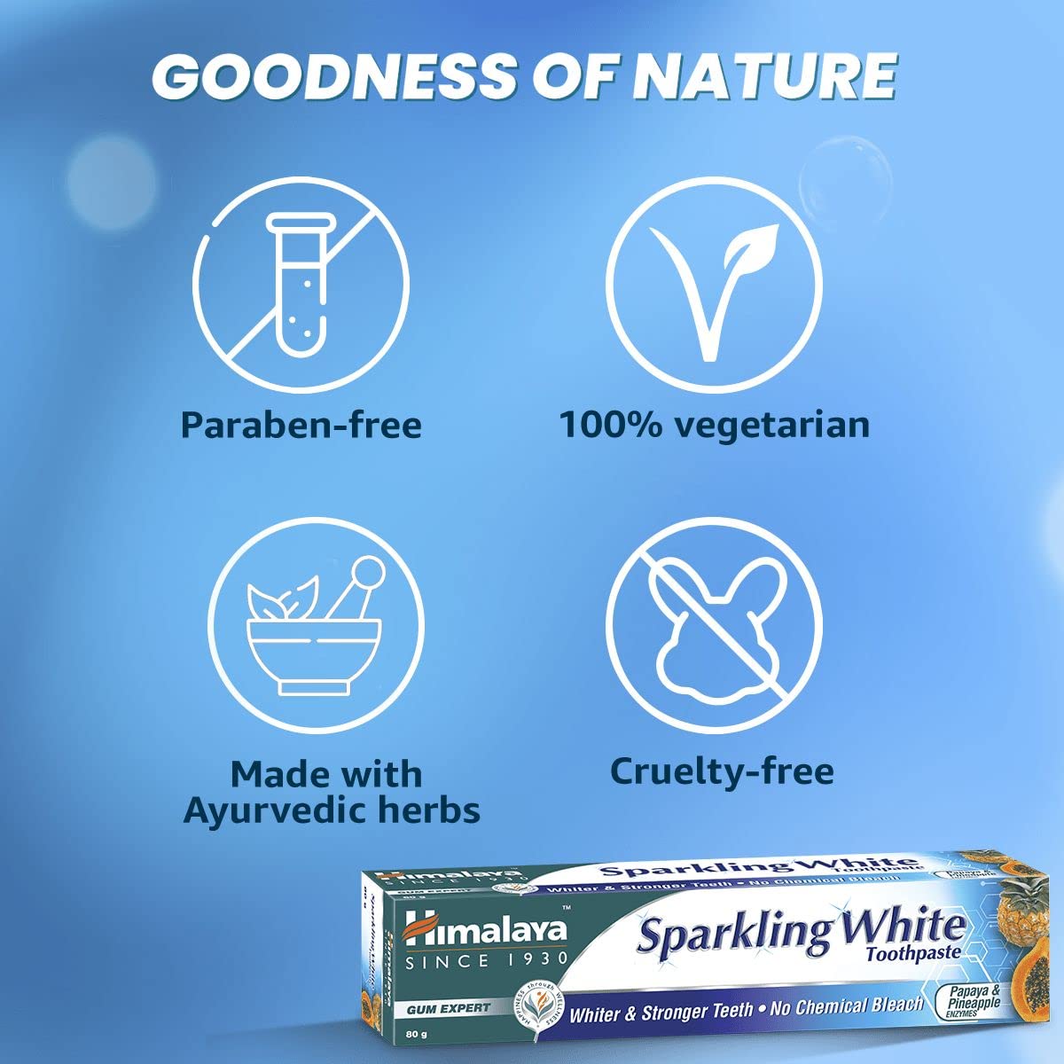HIMALAYA SPARKLING WHITE TOOTHPASTE | FOR WHITER & STRONGER TEETH 80GM