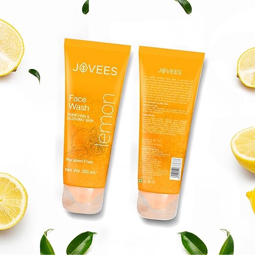 JOVEES HERBAL LEMON FACE WASH WITH LEMON, ORANGE PEEL & KAKADU PLUM EXTRACT | REMOVES DIRT-120ML