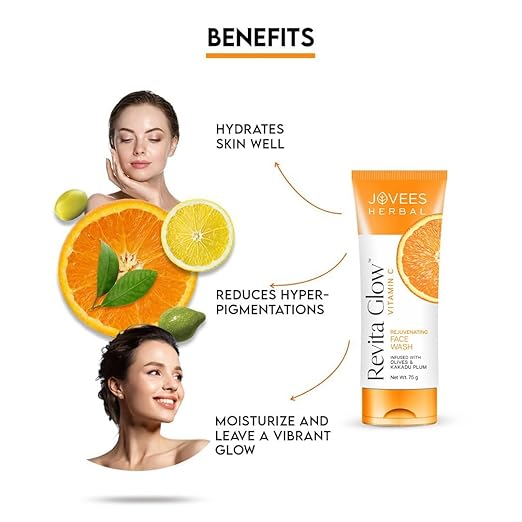 JOVEES HERBAL REVITA GLOW VITAMIN C FACE WASH FOR GLOWING AND BRIGHTENING SKIN-75G