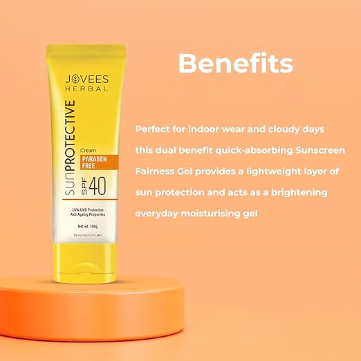 JOVEES HERBAL SUNPROTECTIVE SUNSCREEN SPF40 LIGHTWEIGHT,UVA/UVB PROTECTION PARABEN&ALCOHOL FREE100G