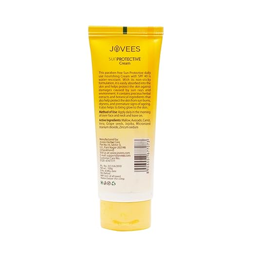 JOVEES HERBAL SUNPROTECTIVE SUNSCREEN SPF40 LIGHTWEIGHT,UVA/UVB PROTECTION PARABEN&ALCOHOL FREE100G