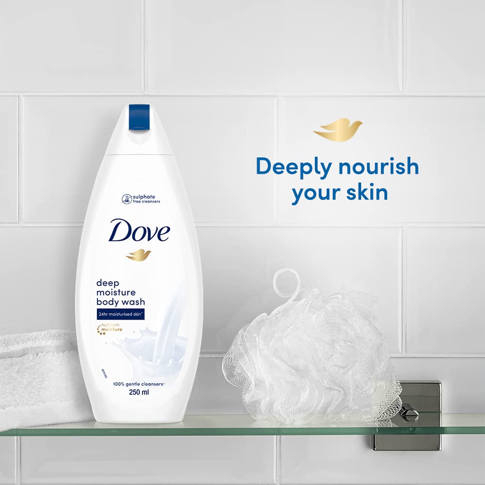 DOVE DEEPLY NOURISHING BODY WASH|WITH MOISTURISERS FOR SOFTER SMOOTHER SKIN 250 ML