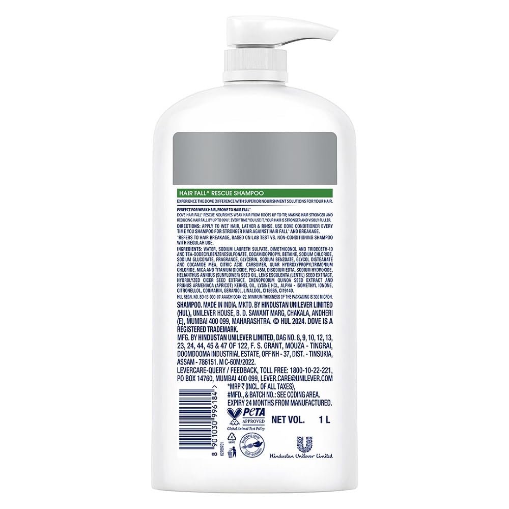 DOVE HAIR FALL RESCUE SHAMPOO FOR WEAK HAIR, 1 LTR