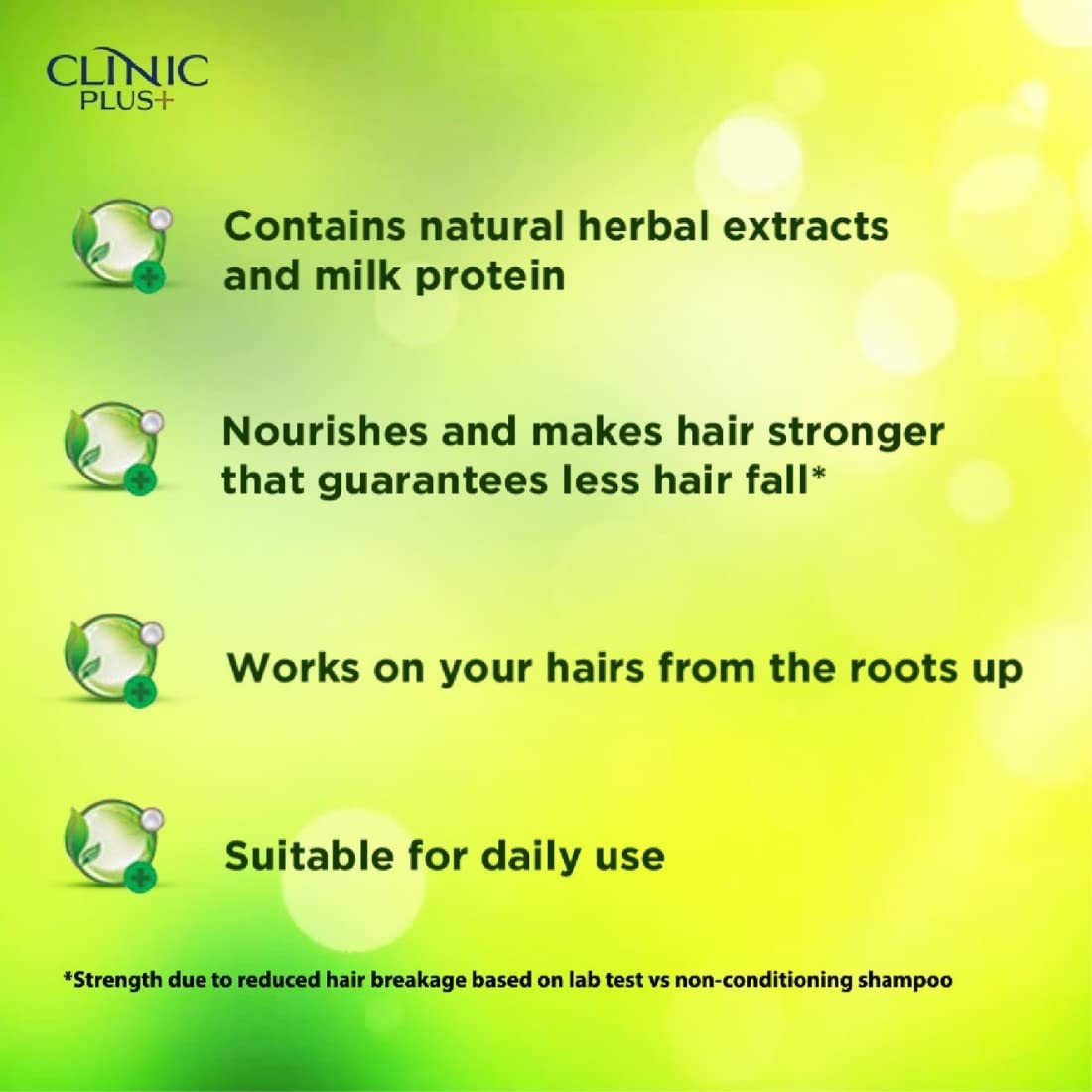 CLINIC PLUS + NATURALLY STRONG HEALTH SHAMPOO WITH HERBAL EXTRACTS, 355ML