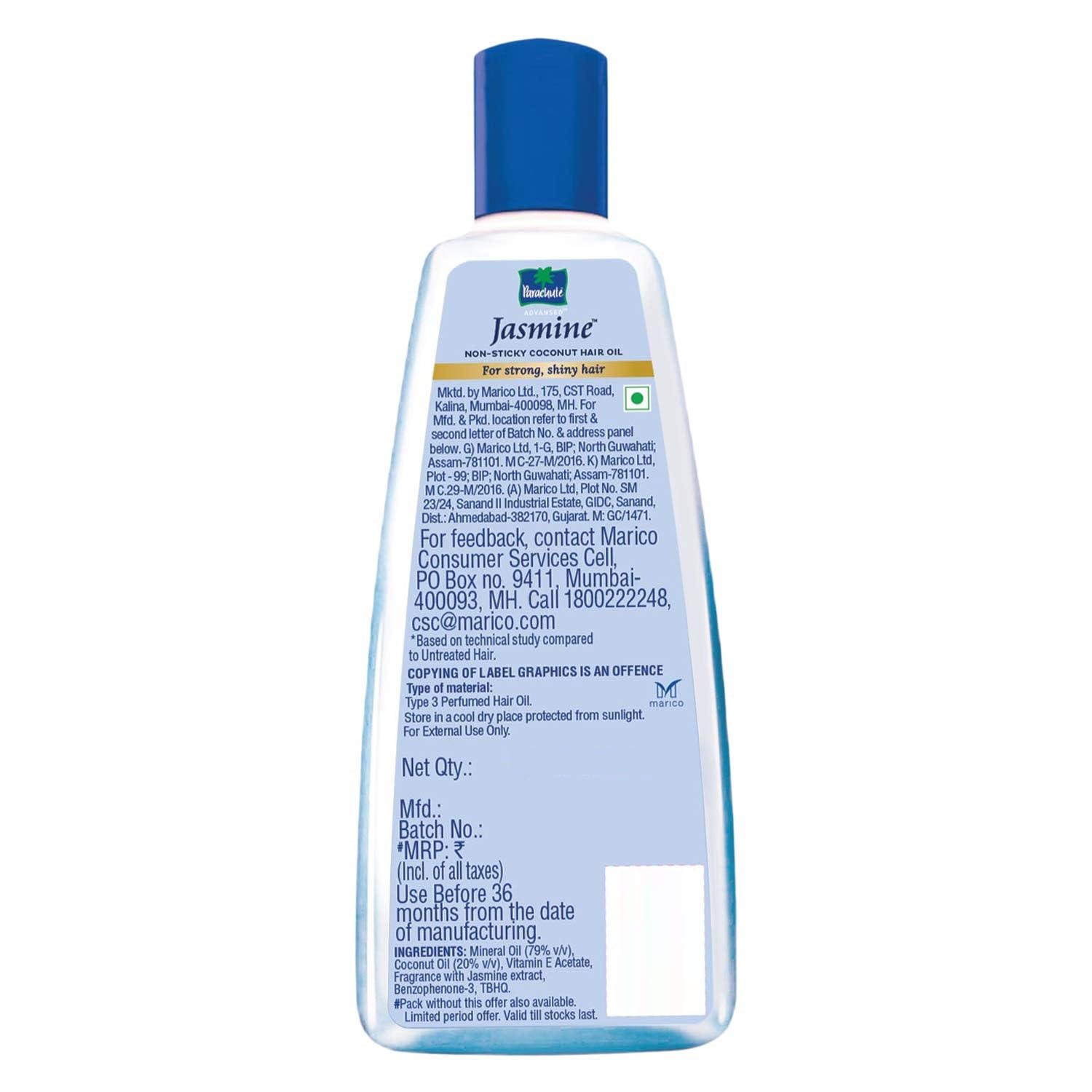 PARACHUTE JASMINE COCONUT HAIR OIL, 300 ML