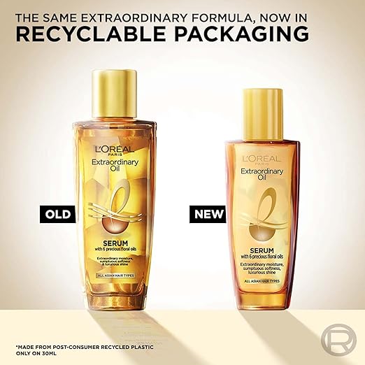 L'OREAL PARIS SERUM, PROTECTION AND SHINE, FOR DRY, FLYAWAY & FRIZZY HAIR, EXTRAORDINARY OIL, 30ML