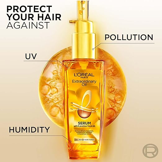 L'OREAL PARIS SERUM, PROTECTION AND SHINE, FOR DRY, FLYAWAY & FRIZZY HAIR, EXTRAORDINARY OIL, 30ML