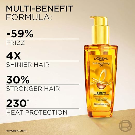 L'OREAL PARIS SERUM, PROTECTION AND SHINE, FOR DRY, FLYAWAY & FRIZZY HAIR, EXTRAORDINARY OIL, 30ML
