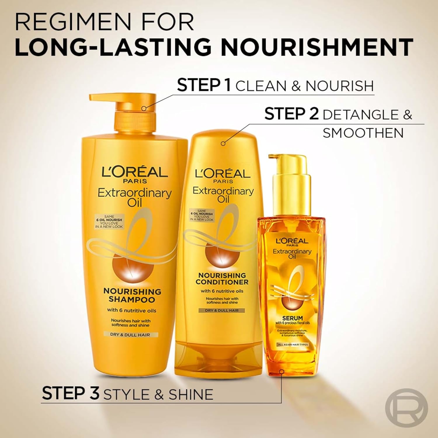 L'OREAL PARIS SERUM, PROTECTION AND SHINE, FOR DRY, FLYAWAY & FRIZZY HAIR, EXTRAORDINARY OIL, 30ML