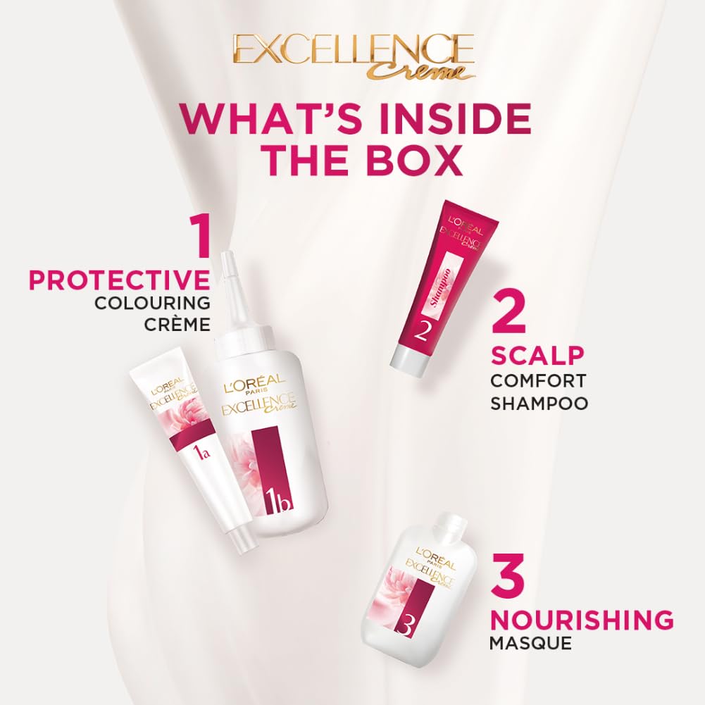 L'OREAL PARIS EXCELLENCE CREME HAIR COLOR, 3 DARK BROWN, 72ML+100G