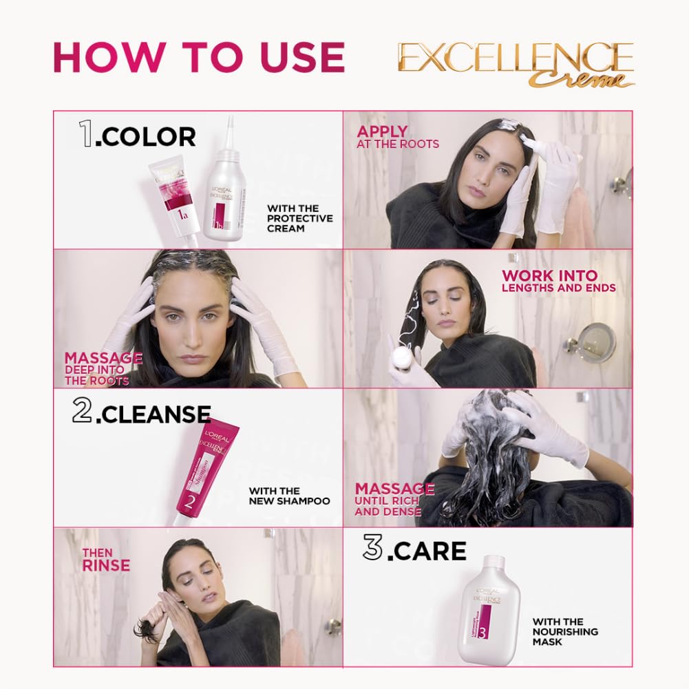 L'OREAL PARIS EXCELLENCE CREME HAIR COLOR, 3 DARK BROWN, 72ML+100G
