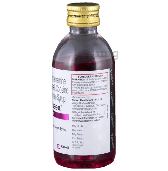 TOSSEX ANTITUSSIVE COUGH SYRUP 100ML