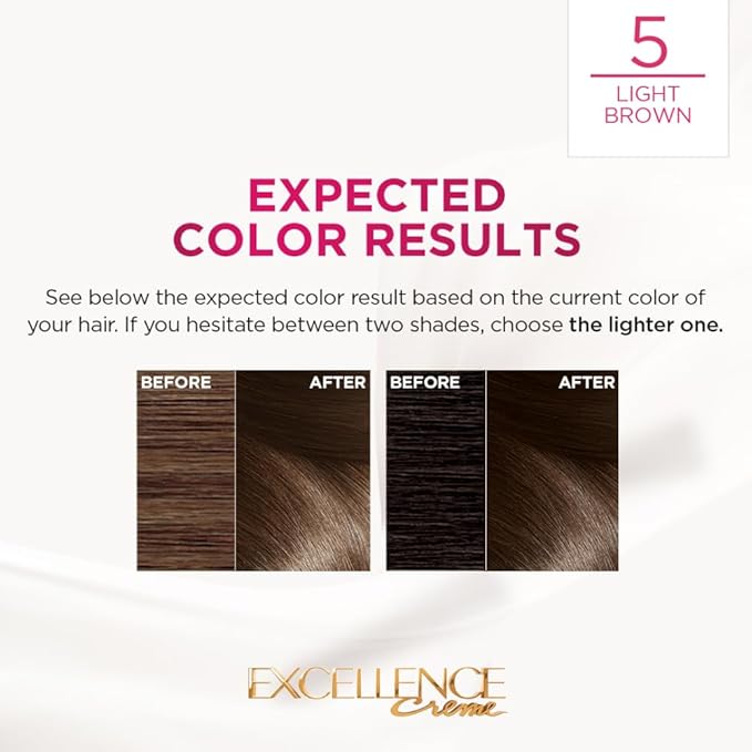 L'ORÉAL PARIS PERMANENT HAIR COLOUR, RADIANT AT-HOME HAIR COLOUR 5 LIGHT BROWN, 72ML+100G