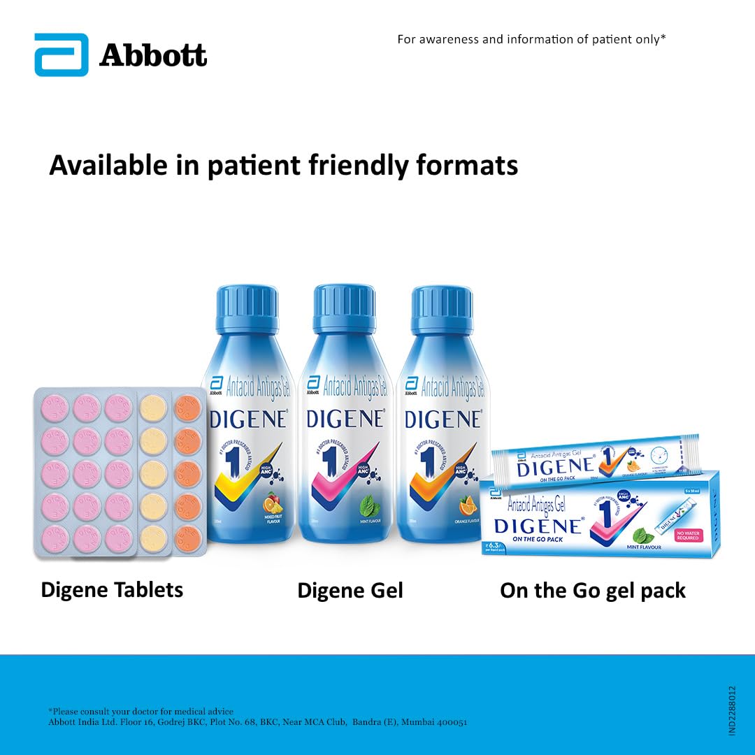 DIGENE ANTACID ANTIGAS GEL | FOR ACIDITY, GAS, HEARTBURN & STOMACH CARE | FLAVOUR MINT
