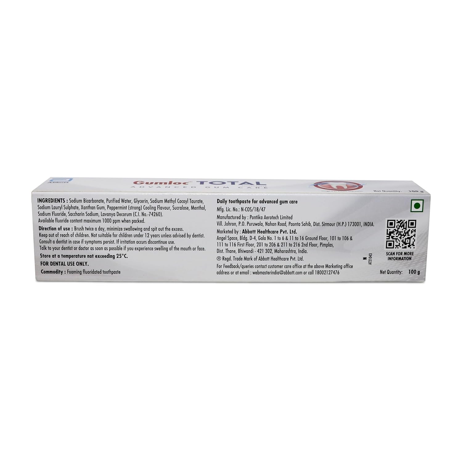 GUMLOC TOTAL - TUBE OF 100G TOOTHPASTE
