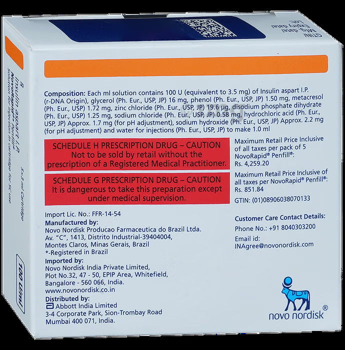 NOVORAPID 100IU/ML PENFILL 3 ML ( X5 )