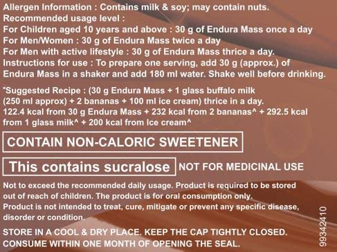 ENDURA MASS WEIGHT GAINER POWDER CHOCOLATE FLAVOUR 500GM