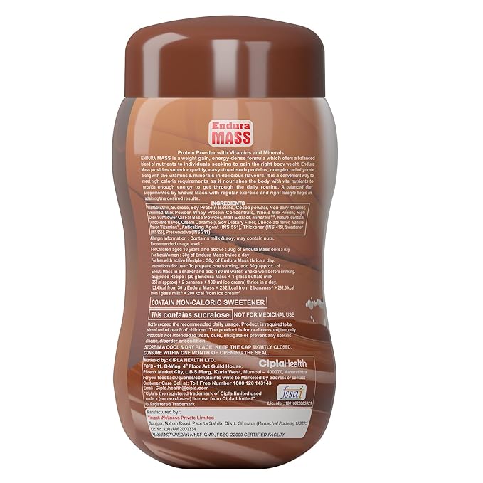 ENDURA MASS WEIGHT GAINER POWDER CHOCOLATE FLAVOUR 500GM
