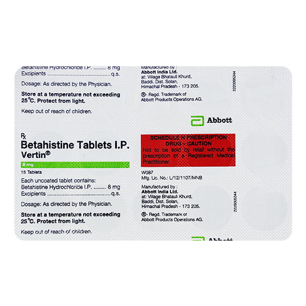VERTIN 8MG TABLET