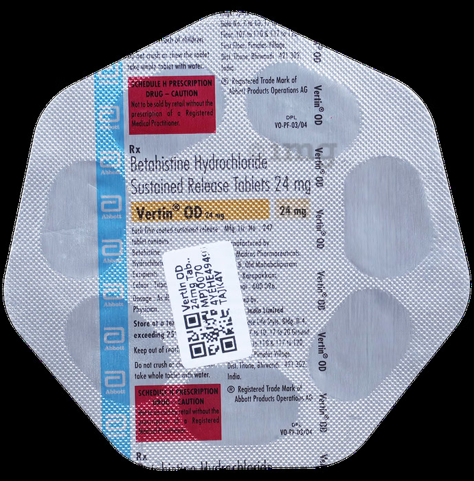 VERTIN OD 24MG TABLET SR