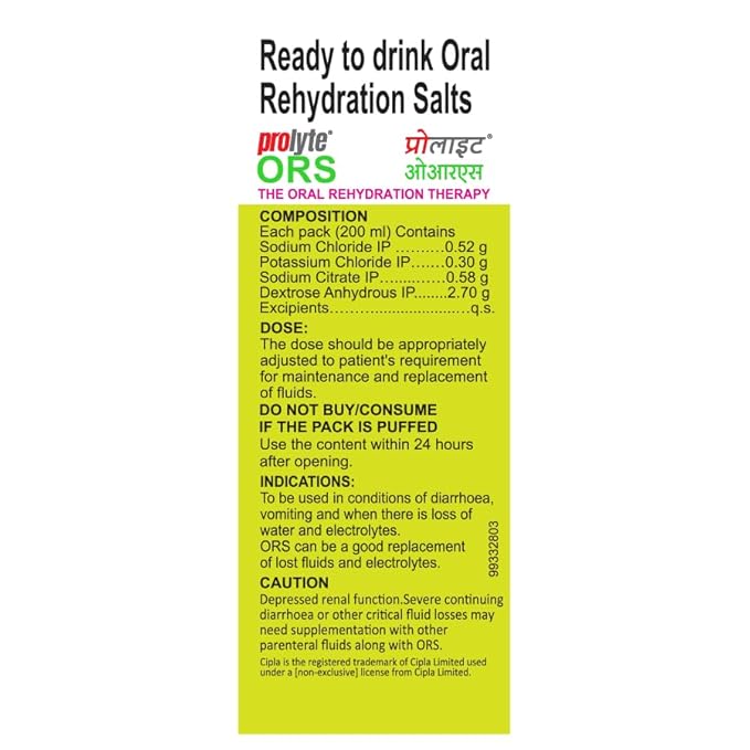 ORS PROLYTE LIQUID NIMBU PANI FLAVOUR 200ML