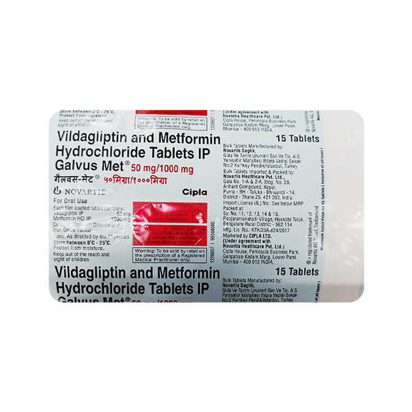 GALVUS MET 50MG/1000MG TABLET