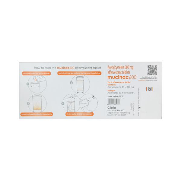 MUCINAC 600 EFFERVESCENT TABLET ORANGE SUGAR FREE