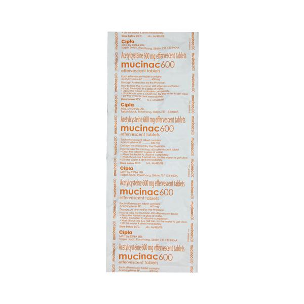 MUCINAC 600 EFFERVESCENT TABLET ORANGE SUGAR FREE