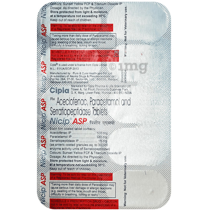 NICIP ASP 100MG/325MG/15MG TABLET