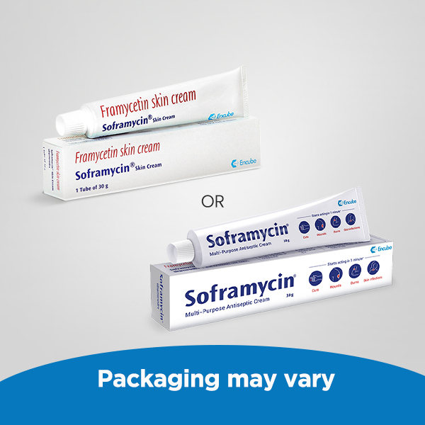 SOFRAMYCIN MULTI-PURPOSE ANTISEPTIC CREAM FOR CUTS, WOUNDS, BURNS & SKIN INFECTIONS 30GM