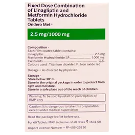 ONDERO MET 2.5/1000 MG TAB