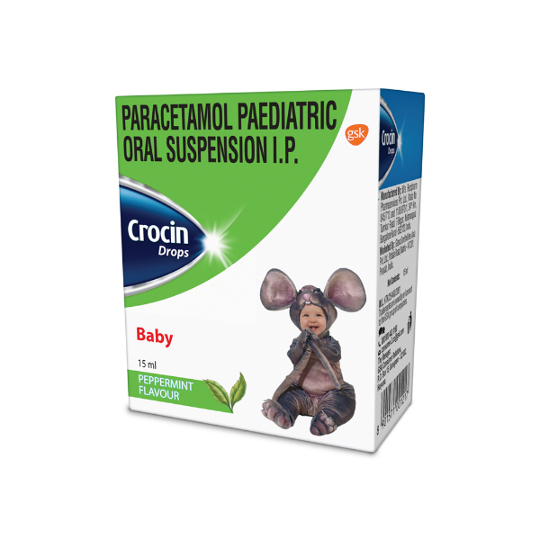 CROCIN BABY PARACETAMOL PAEDIATRIC DROPS | FLAVOUR PEPPERMINT 15ML