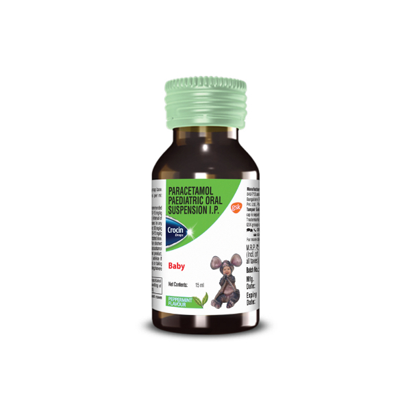 CROCIN BABY PARACETAMOL PAEDIATRIC DROPS | FLAVOUR PEPPERMINT 15ML