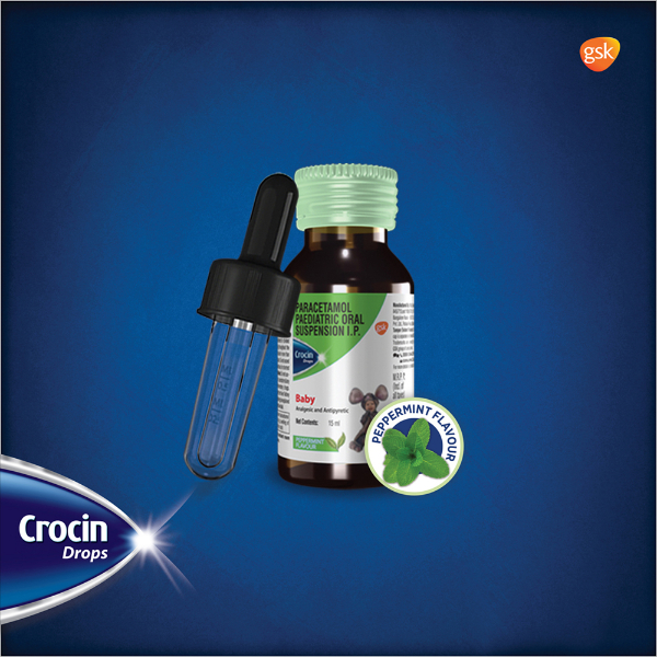 CROCIN BABY PARACETAMOL PAEDIATRIC DROPS | FLAVOUR PEPPERMINT 15ML