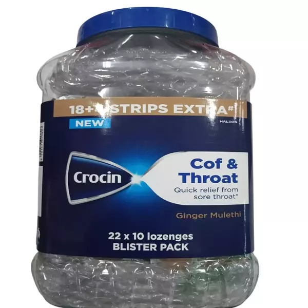 CROCIN COF & THROAT | GINGER MULETHI | JAR | 220 LOZENGES