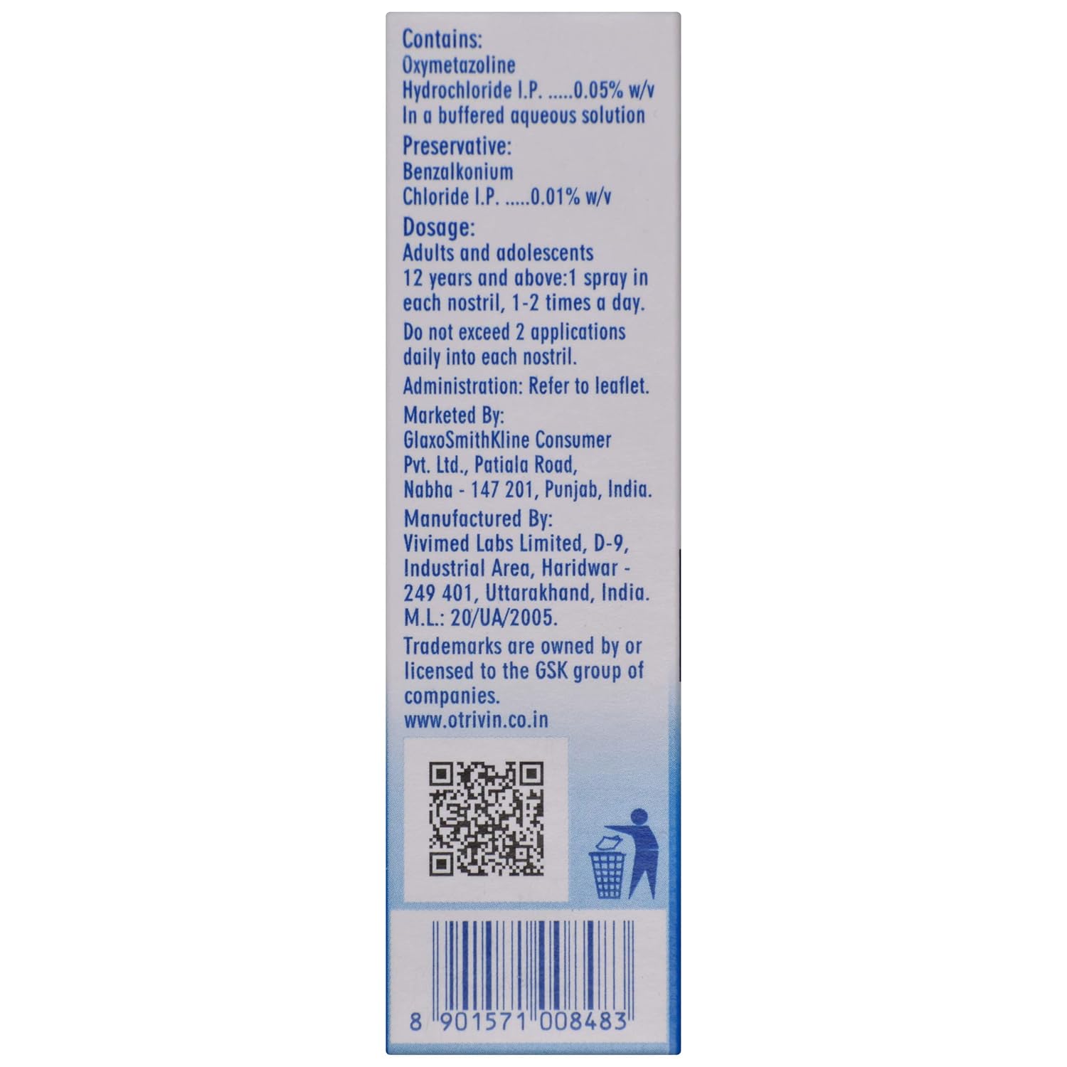 OTRIVIN OXY FAST RELIEF ADULT NASAL SPRAY