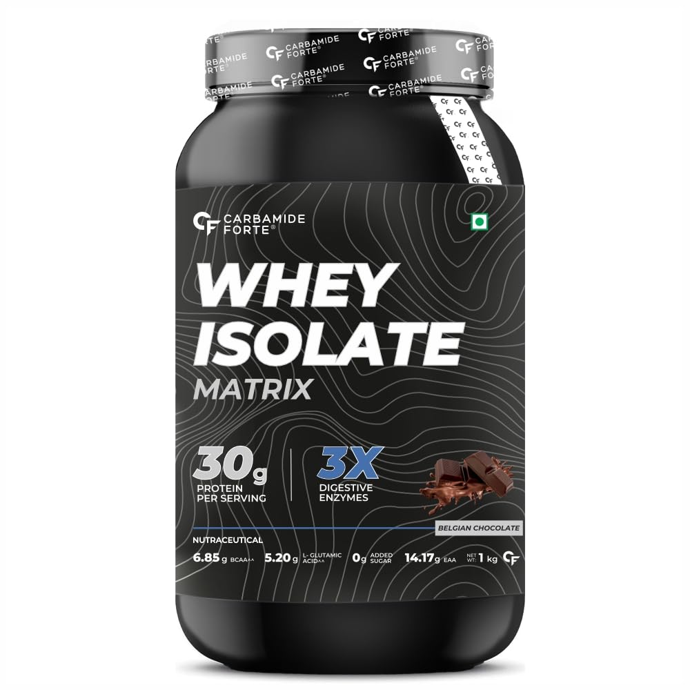 CARBAMIDE FORTE WHEY ISOLATE MATRIX PROTEIN FOR MUSCLE STRENGTH AND GROWTH BELGIAN CHOCOLATE 1KG