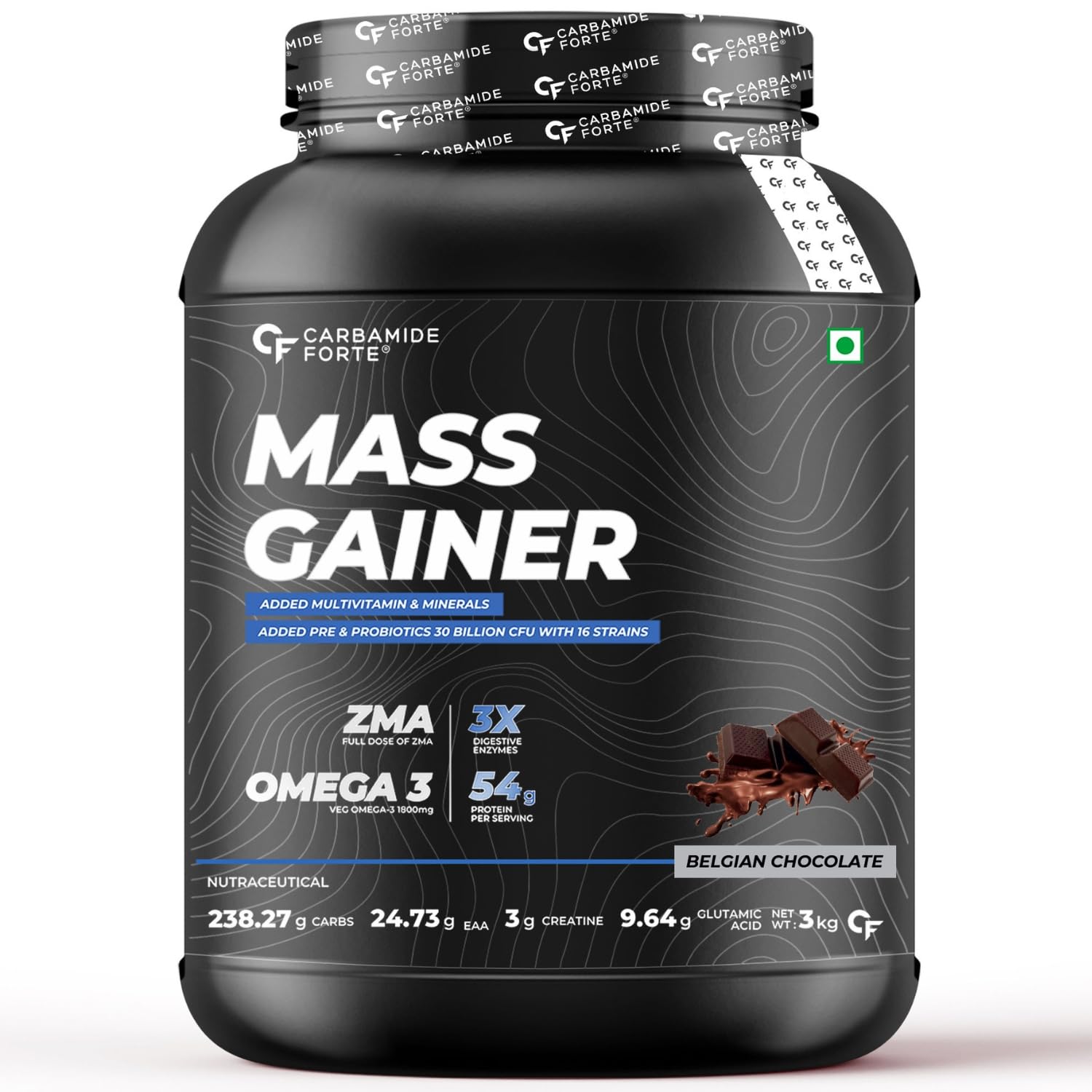 CARBAMIDE FORTE WHEY MASS GAINER WITH 54G PROTEIN, BELGIAN CHOCOLATE 3KG