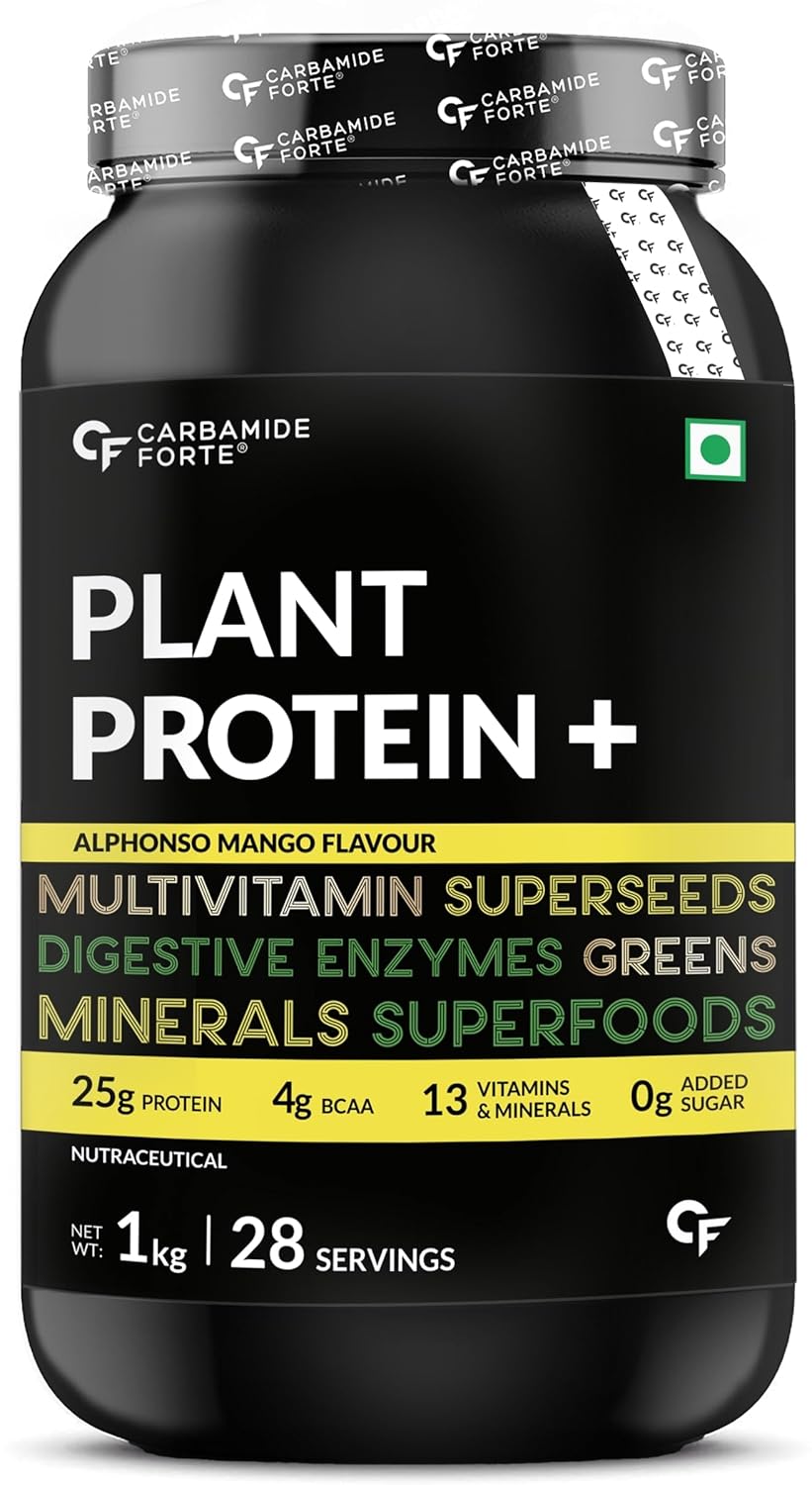 CARBAMIDE FORTE VEGAN PROTEIN POWDER - PLANT BASED PROTEIN POWDER  ALPHONSO MANGO FLAVOUR - 1KG