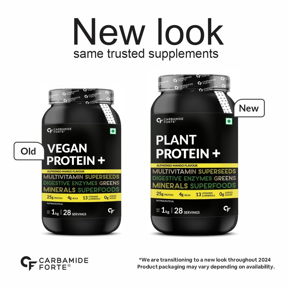 CARBAMIDE FORTE VEGAN PROTEIN POWDER - PLANT BASED PROTEIN POWDER  ALPHONSO MANGO FLAVOUR - 1KG