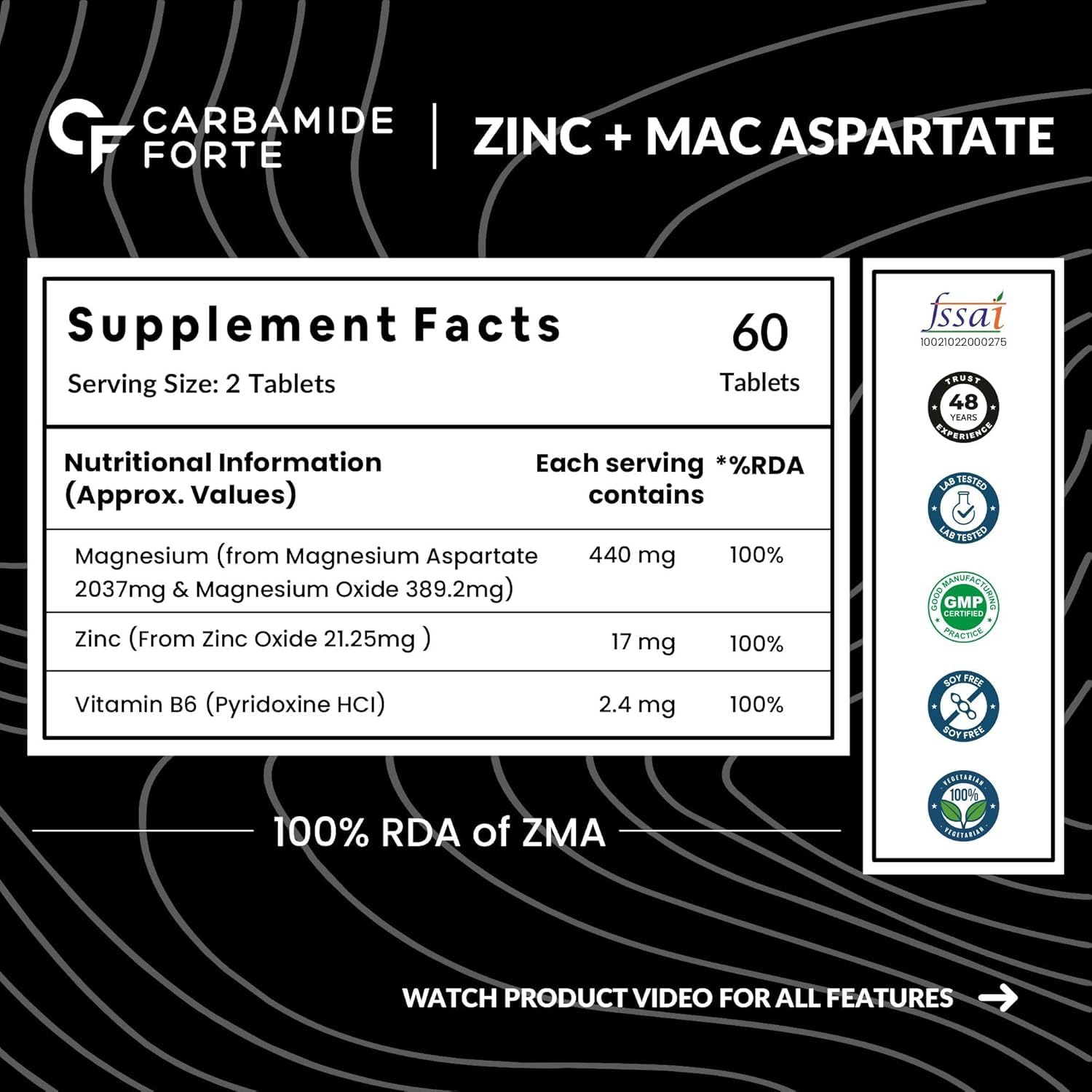 CARBAMIDE FORTE ZMA AND ZINC SUPPLEMENT MAY SUPPORT MUSCLE RECOVERY AND SLEEP QUALITY 60 TABLETS